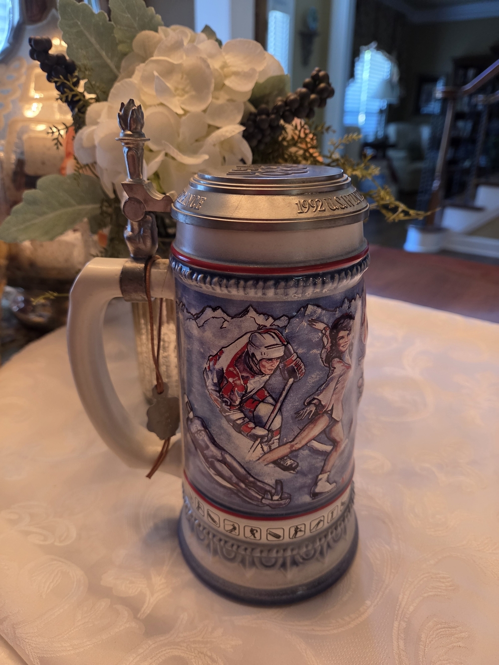Limited Edition 1992 U.S. Winter Olympic Stein with Pewter Lid